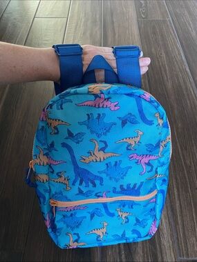 Kids Blue Dinosaur Backpack - Fun Dino Print
